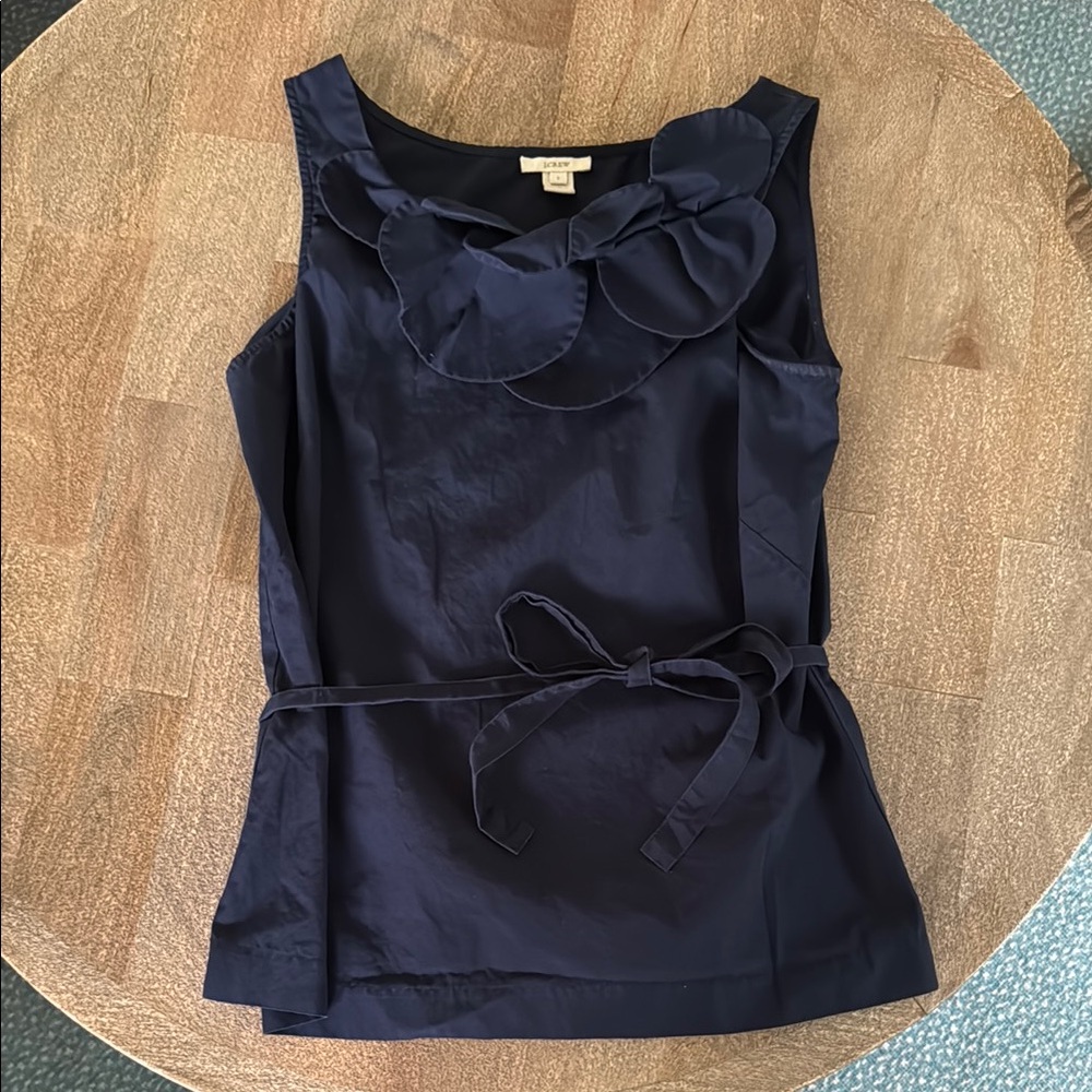 Classic JCrew Navy Sleeveless Top with Floral Detail